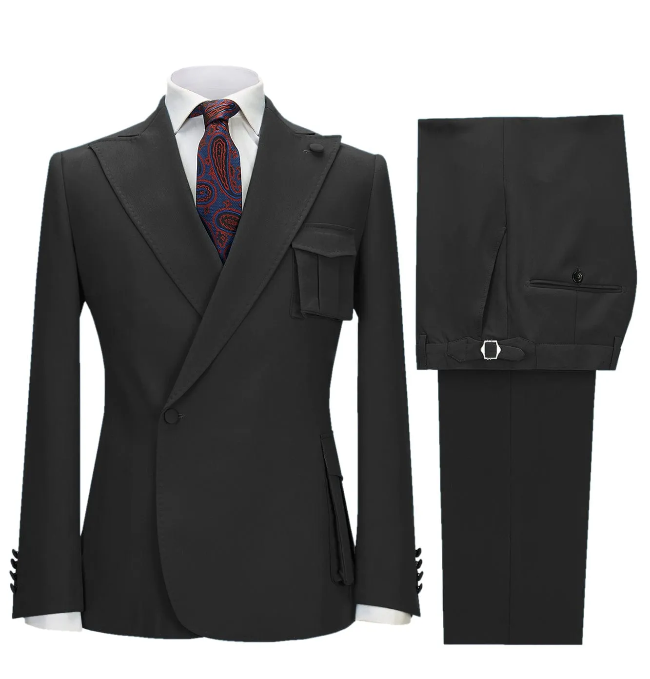 2 Pieces Single Button Peak Lapel Men Suit (Blazer Pants）