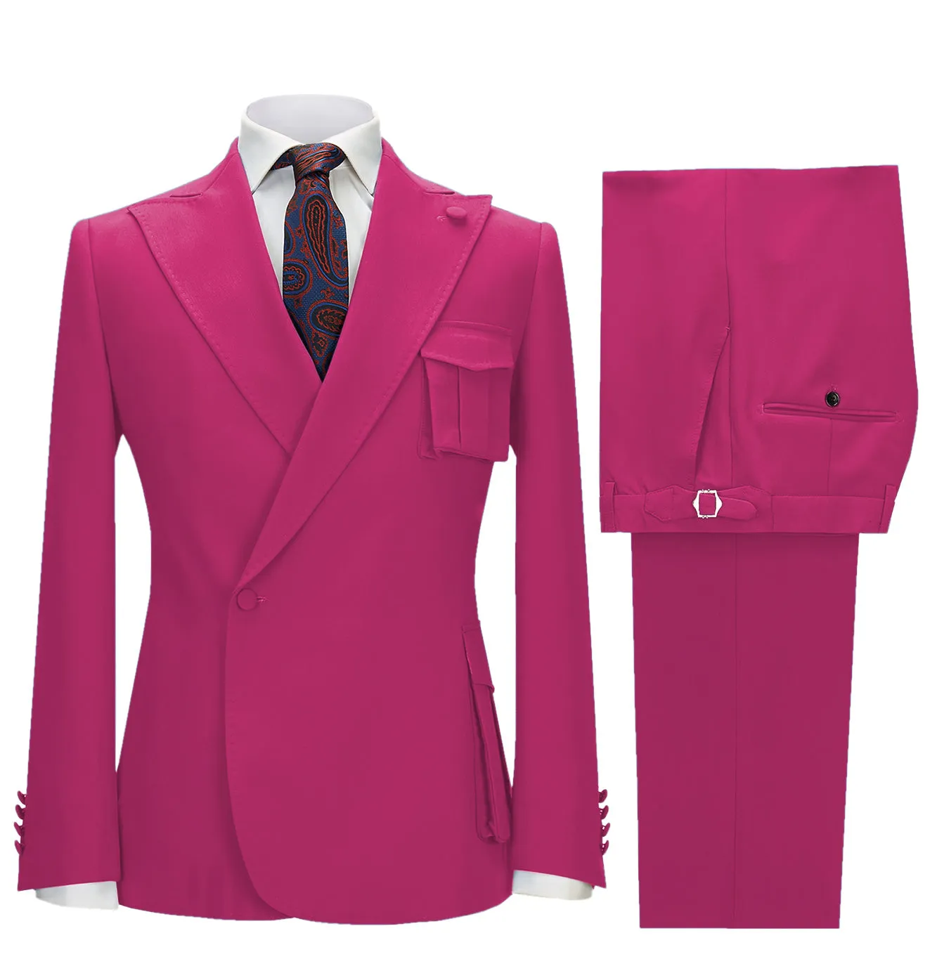 2 Pieces Single Button Peak Lapel Men Suit (Blazer Pants）