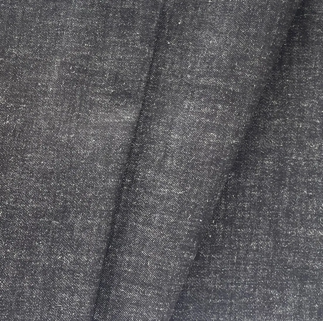 9 Oz Heathered Black Extra Wide Cotton Denim Twill (Made in Italy)