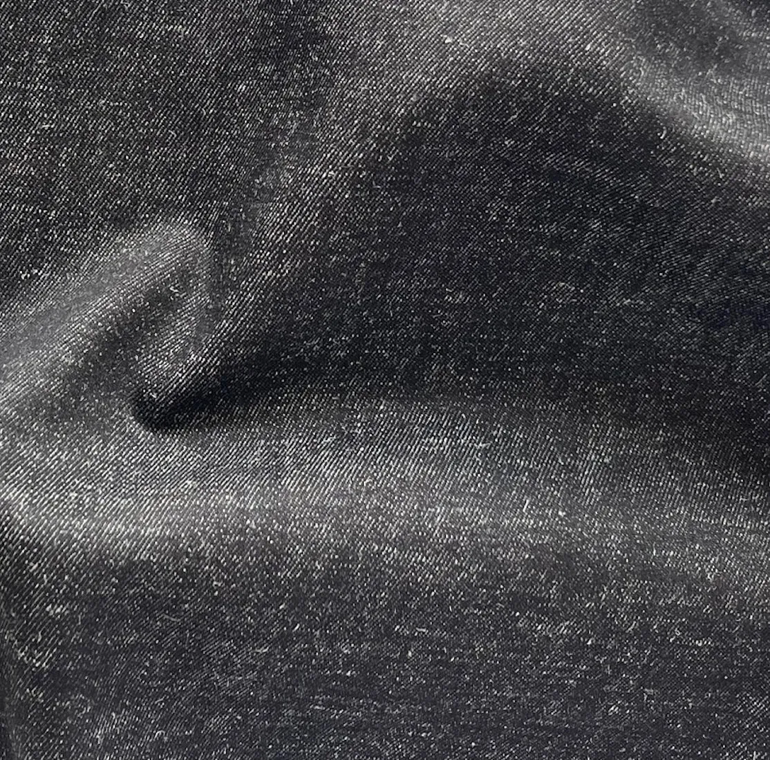 9 Oz Heathered Black Extra Wide Cotton Denim Twill (Made in Italy)