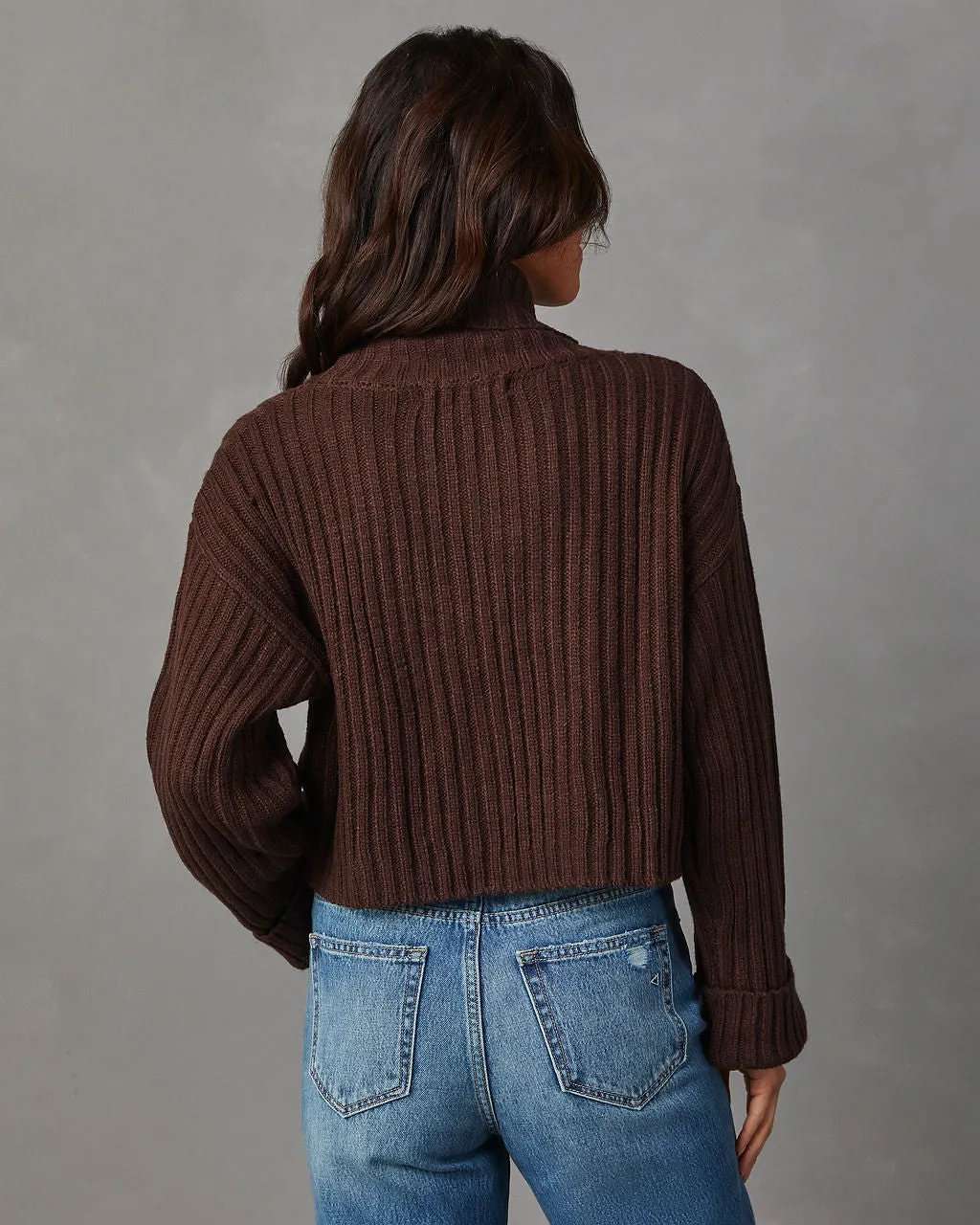 Arielle Ribbed Knit Turtleneck Crop Sweater