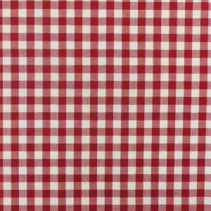 Basic Red-White Check Poly Cotton Gingham Woven Fabric