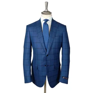 Blue Windowpane Check Super 150’s Virgin Wool Suit