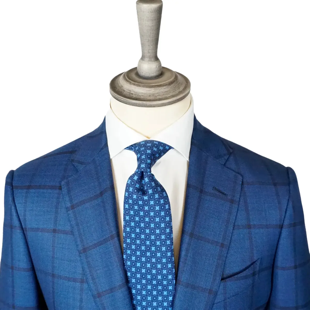 Blue Windowpane Check Super 150’s Virgin Wool Suit