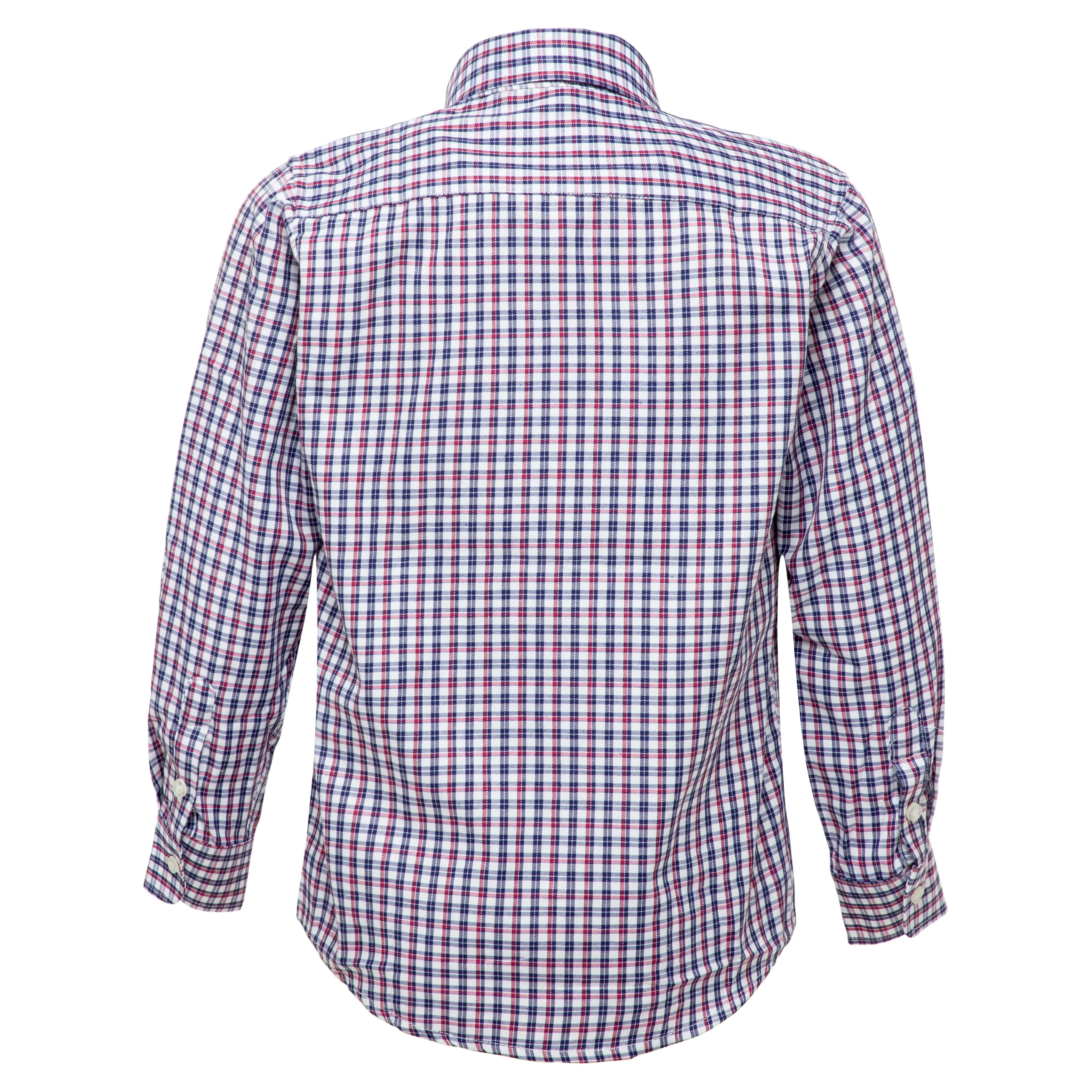 Boys Black and Burgundy Checkered Formal Shirt