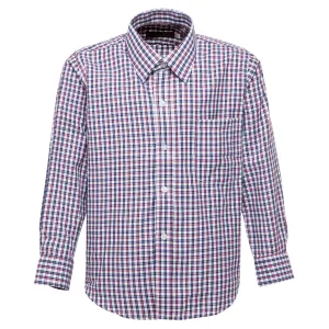 Boys Black and Burgundy Checkered Formal Shirt