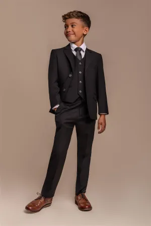 Boys Marco Black Three Piece Suit