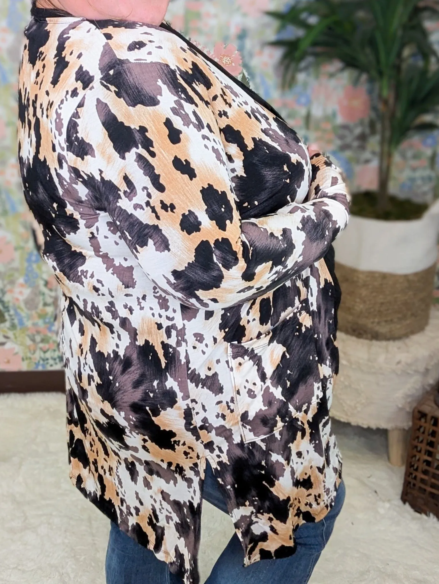 Breanna Abstract Animal Print Open Cardigan