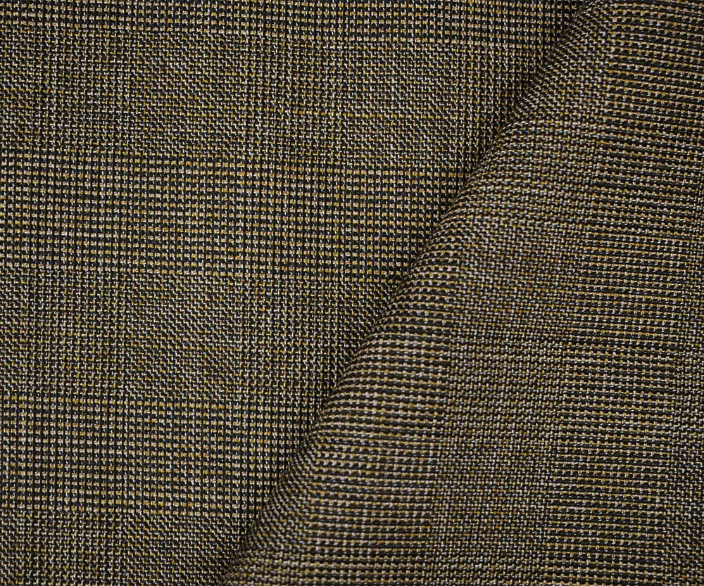 Brown-Gray-Multi Wool Polyester Check Texture Pattern Suiting Woven Fabric