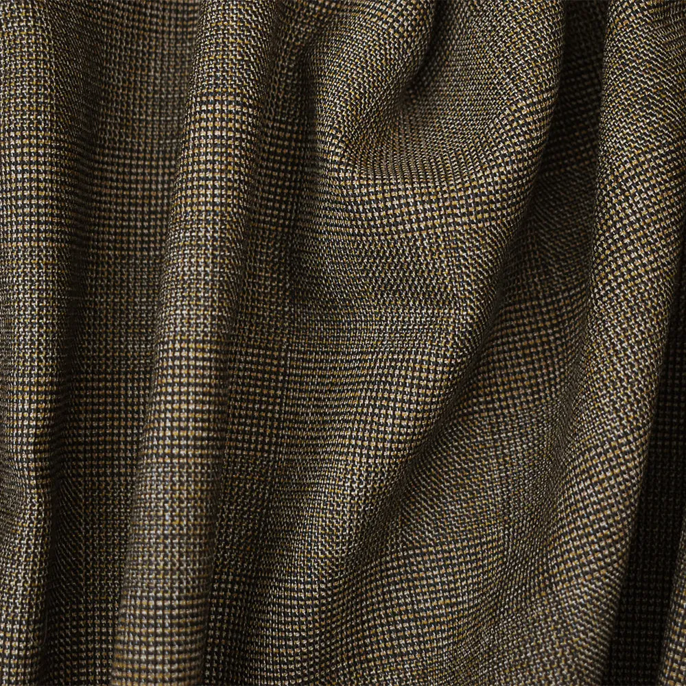 Brown-Gray-Multi Wool Polyester Check Texture Pattern Suiting Woven Fabric