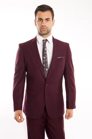 Burgundy Solid 2-PC Slim Fit Performance Stretch Suits