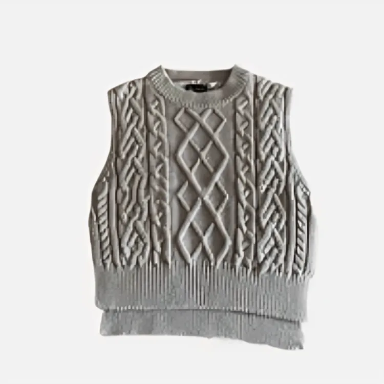 Cable Knit Cotton Sweater Pullover Vest