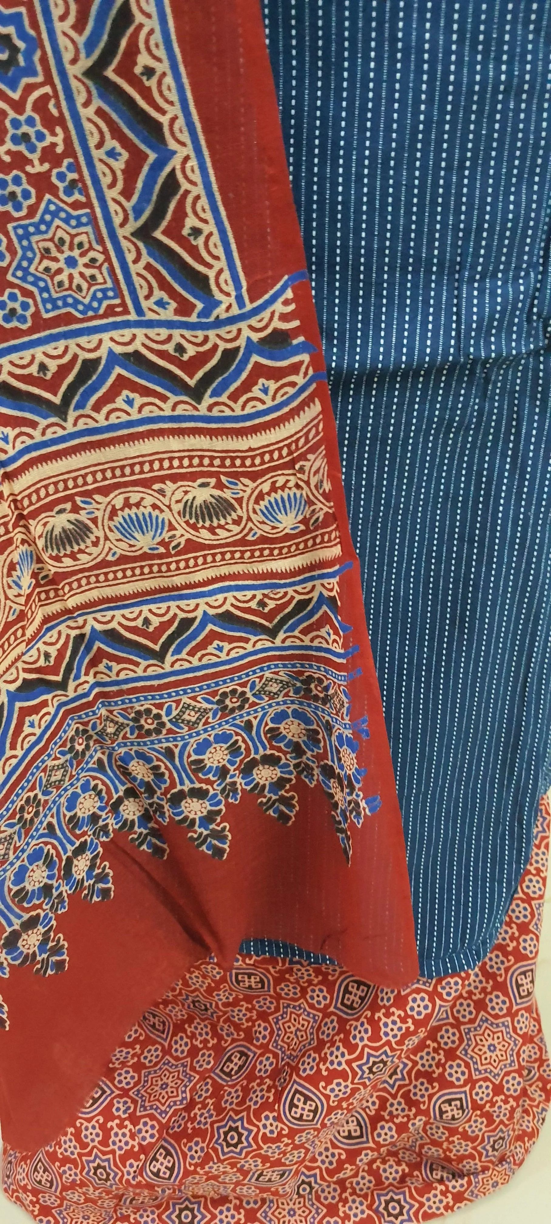 Cotton Kantha Kurta with Ajrakh Dupatta Suit EV22