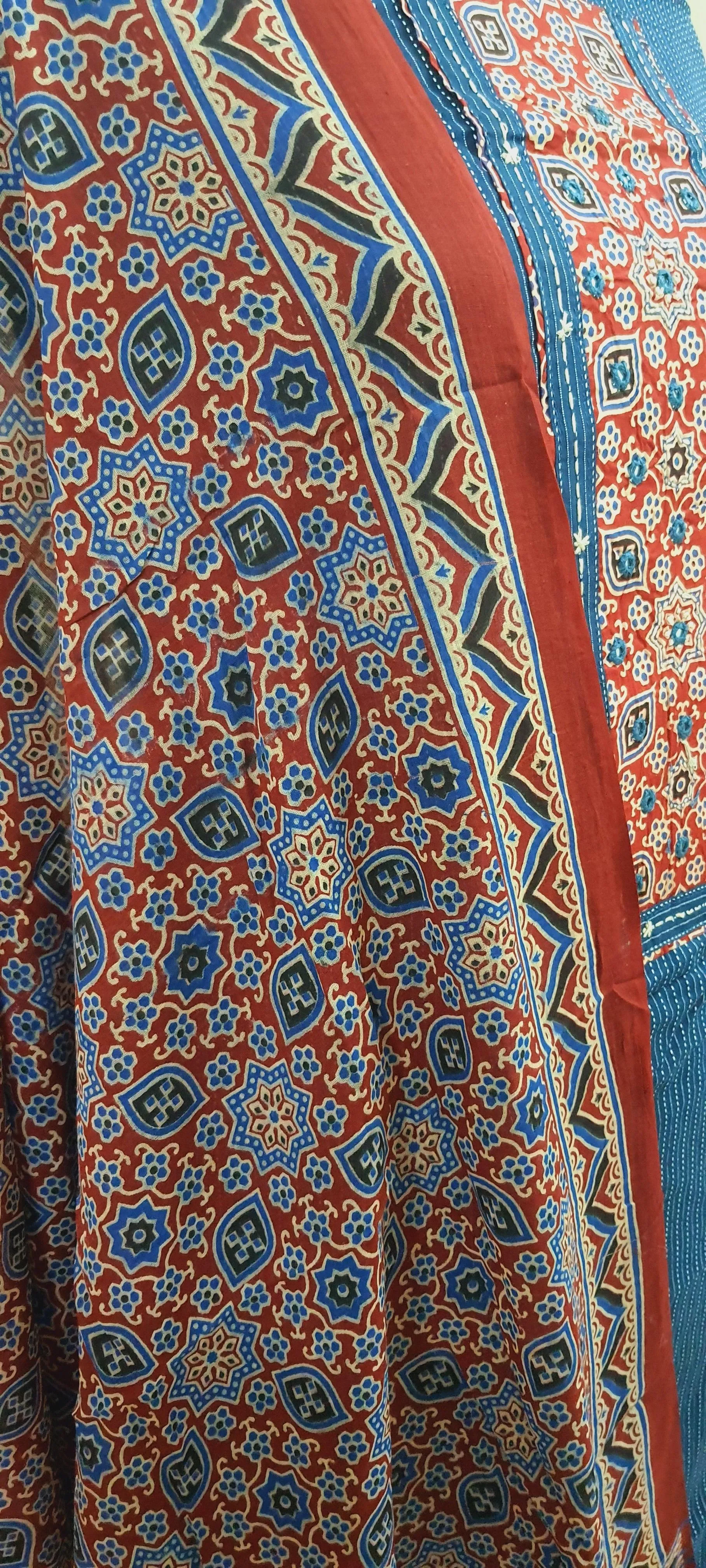 Cotton Kantha Kurta with Ajrakh Dupatta Suit EV22