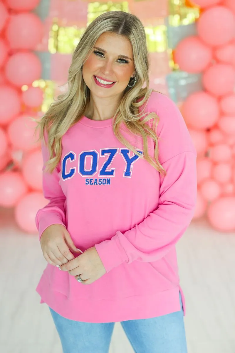 Cozy Season on Pink Sweatshirt