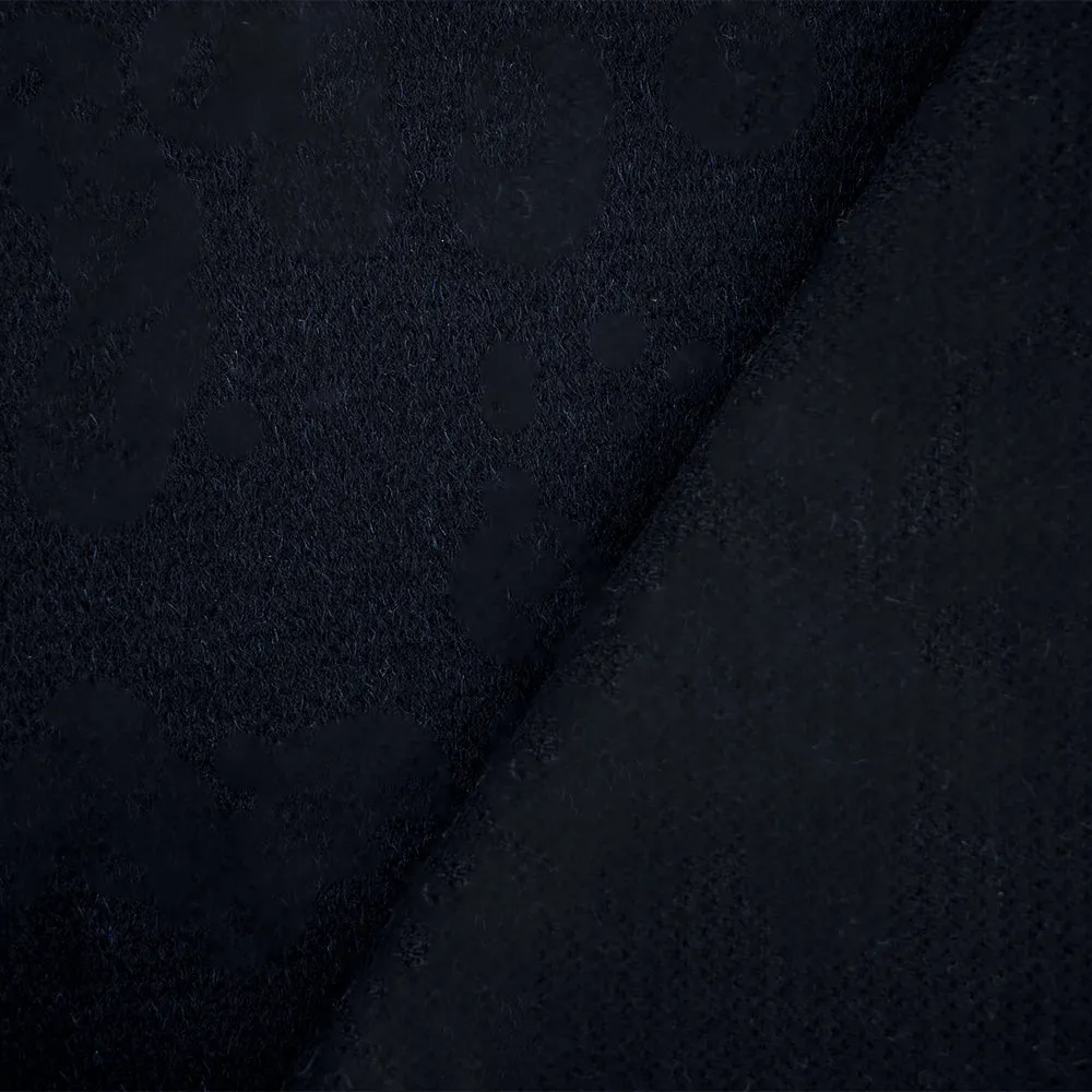 Deep Navy Blue Wool Solid Dobby Brushed Back Jacketing Woven Fabric