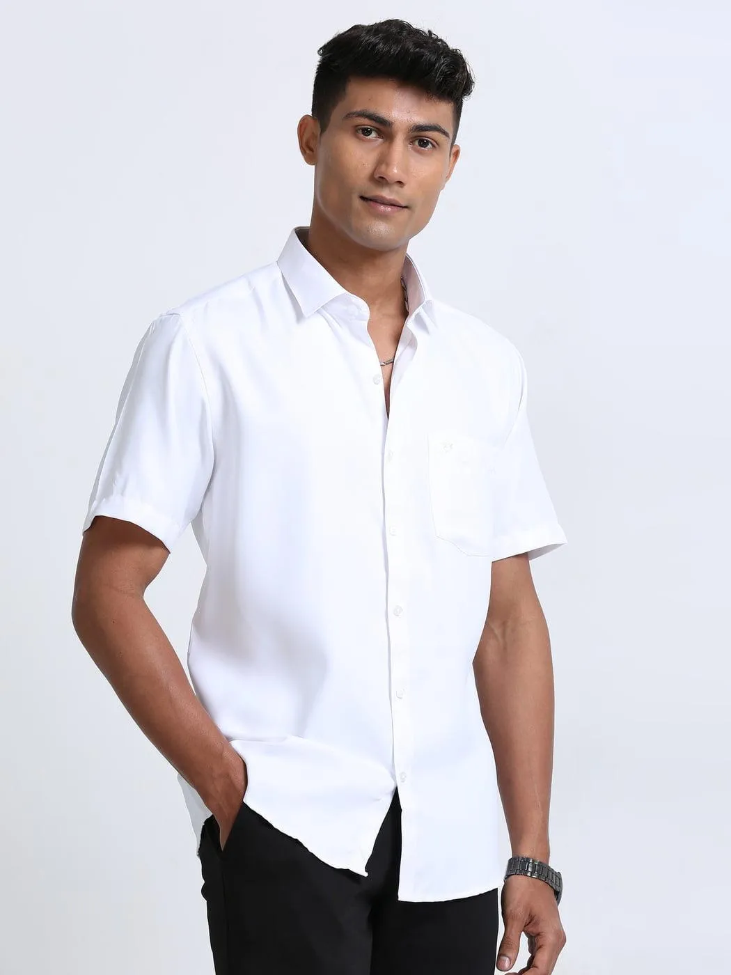 Economic Ginger White Shirt Half Sleeve