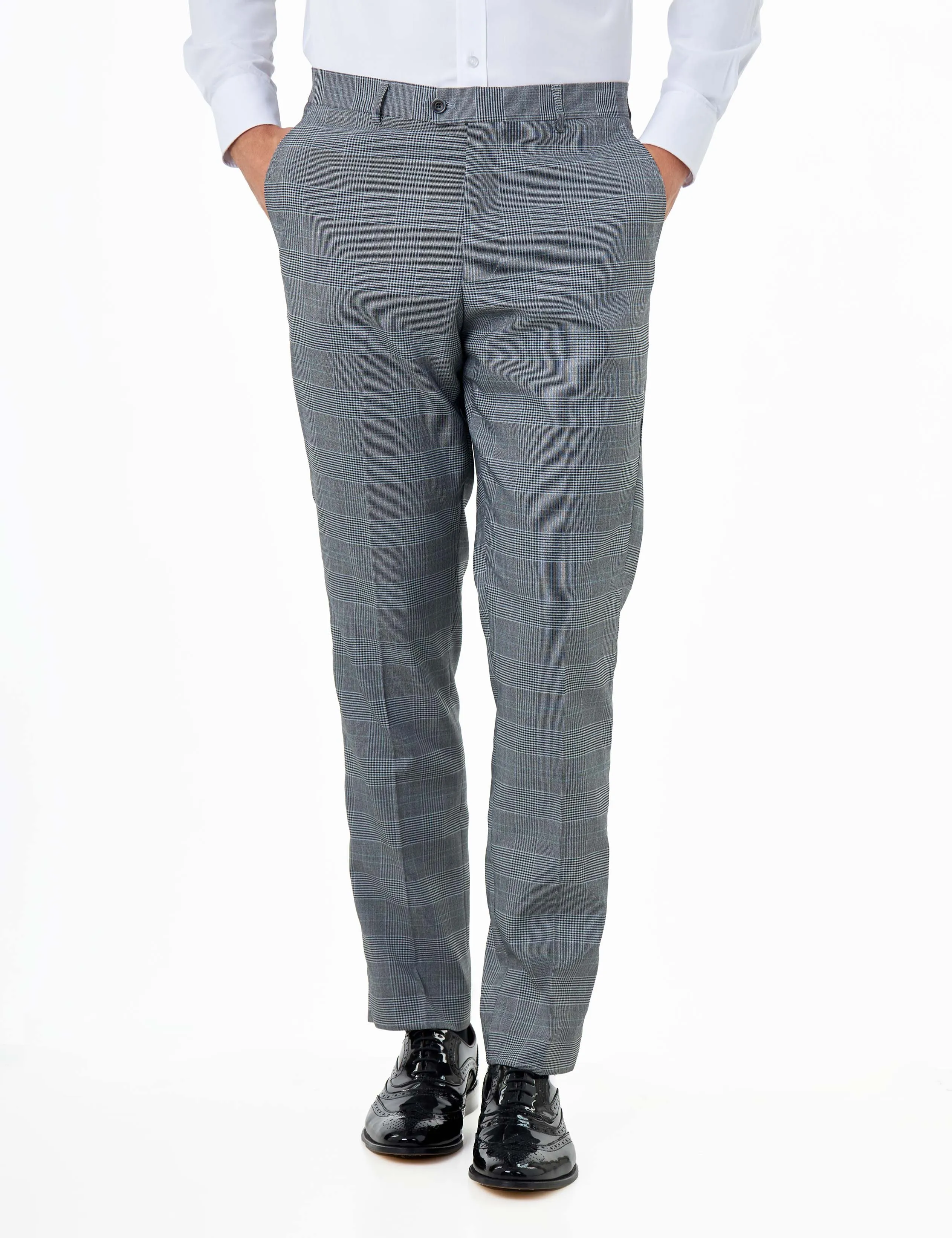 EKON - Grey Double Breasted Prince of Wales Check Suit