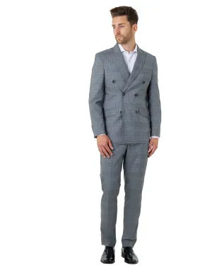 EKON - Grey Double Breasted Prince of Wales Check Suit