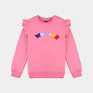 Girls Cotton Terry Sweatshirt Wonder-Hot Pink