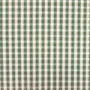 Green-Ivory-Multi Plaid Printed Stretch Cotton Broadcloth Woven Fabric