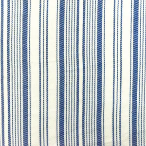 Ink Blue-White Famous Designer Stripe Rayon Twill Shirting Woven Fabric