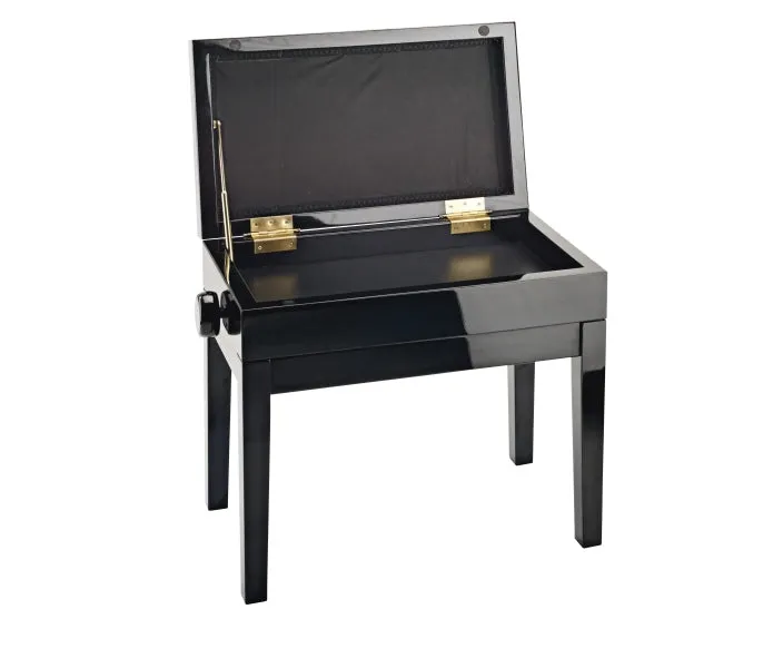 K&M 13950 Wooden Piano Bench w/Velvet Seat & Storage (Gloss Black)