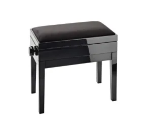 K&M 13950 Wooden Piano Bench w/Velvet Seat & Storage (Gloss Black)