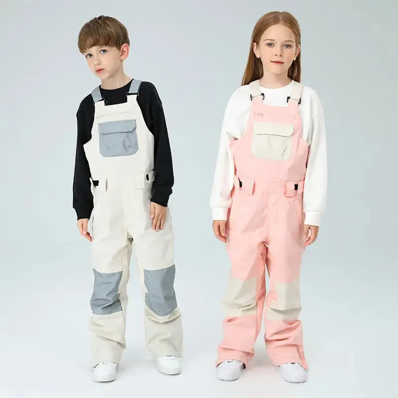 Kids Colorblock Ski Overall Bib Pants