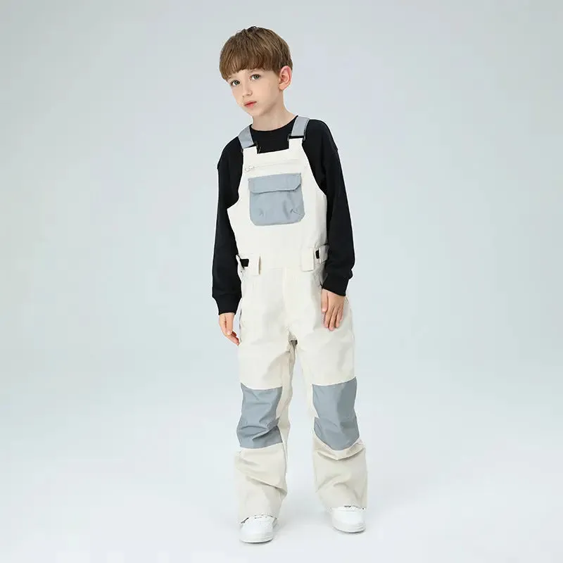 Kids Colorblock Ski Overall Bib Pants