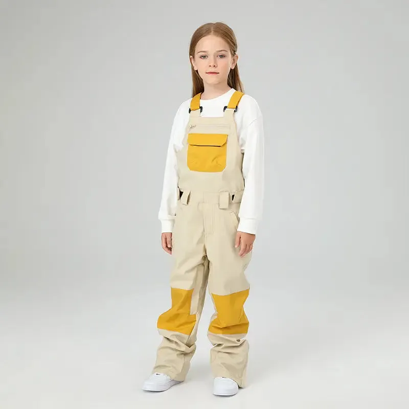 Kids Colorblock Ski Overall Bib Pants