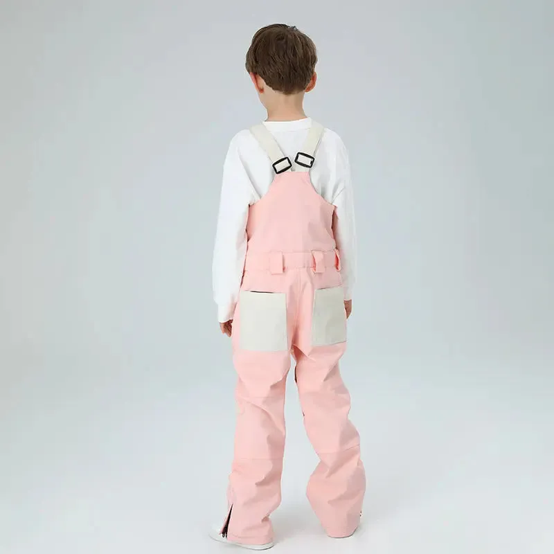 Kids Colorblock Ski Overall Bib Pants