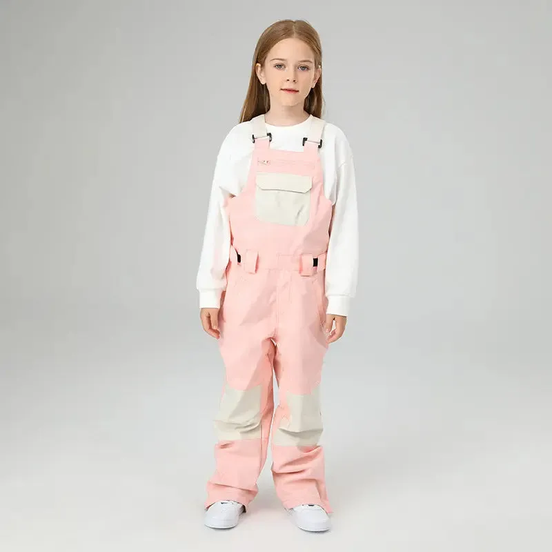 Kids Colorblock Ski Overall Bib Pants