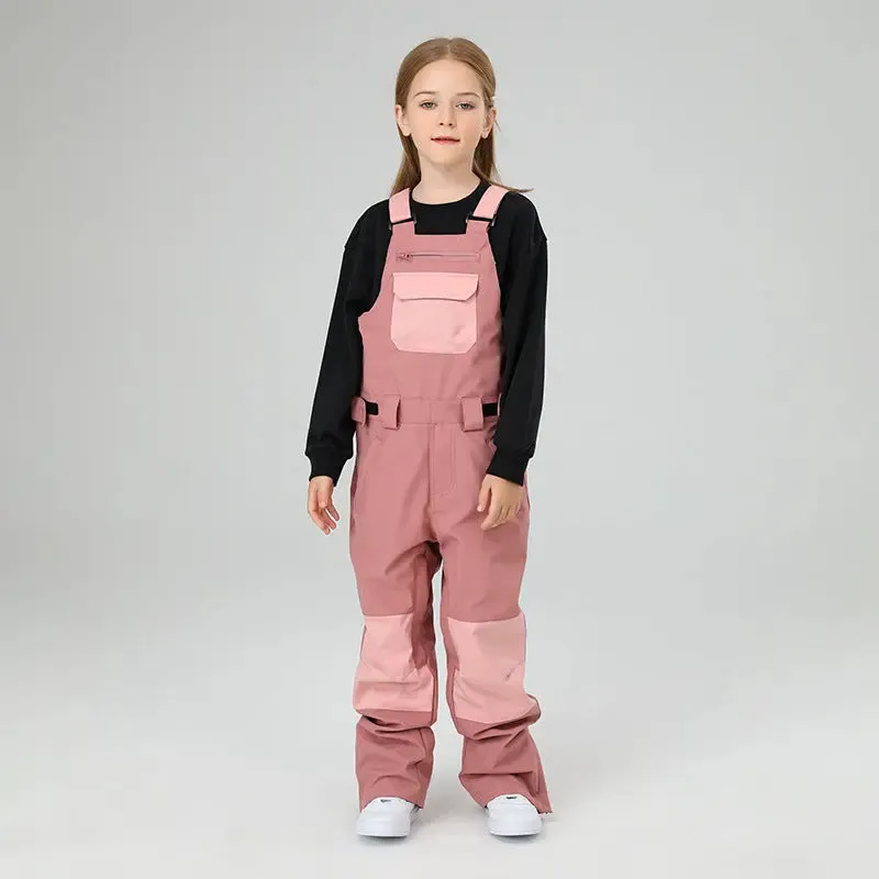 Kids Colorblock Ski Overall Bib Pants