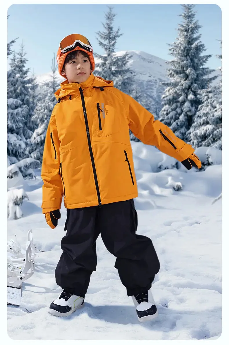 Kids Detachable Hood Snowsuits Extreme Warm Ski Jacket & Pants