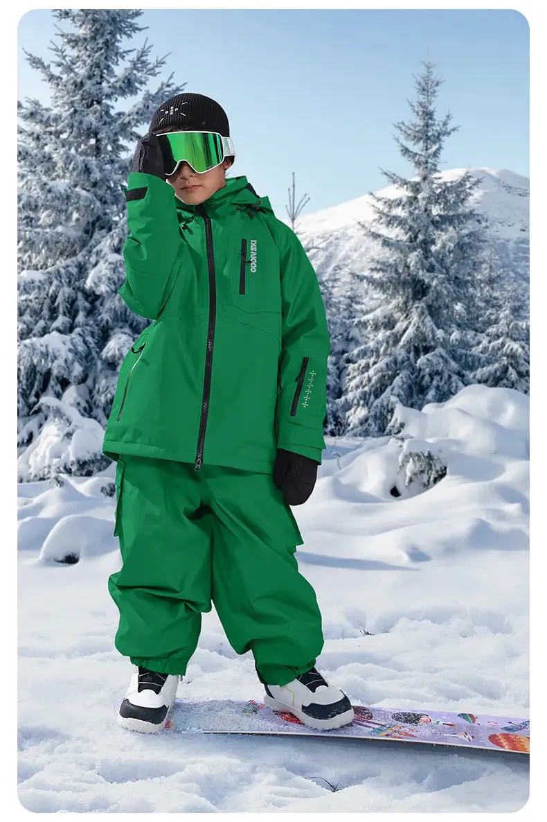 Kids Detachable Hood Snowsuits Extreme Warm Ski Jacket & Pants