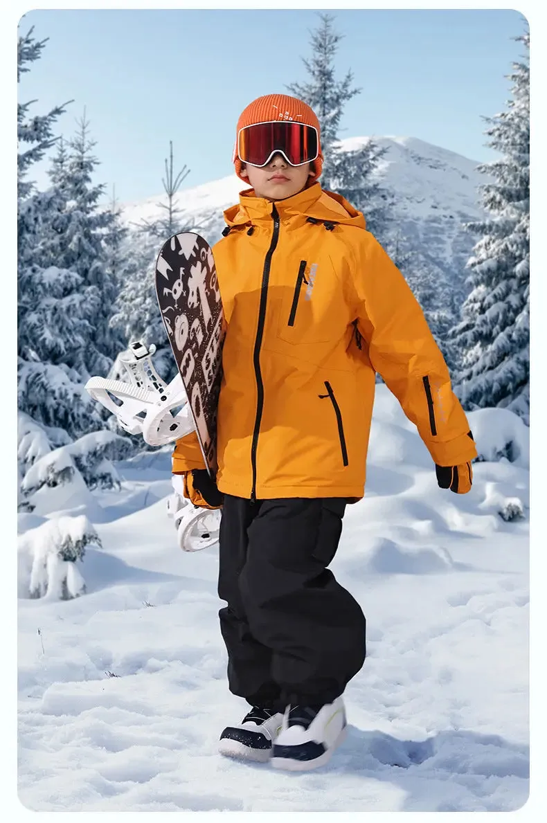 Kids Detachable Hood Snowsuits Extreme Warm Ski Jacket & Pants