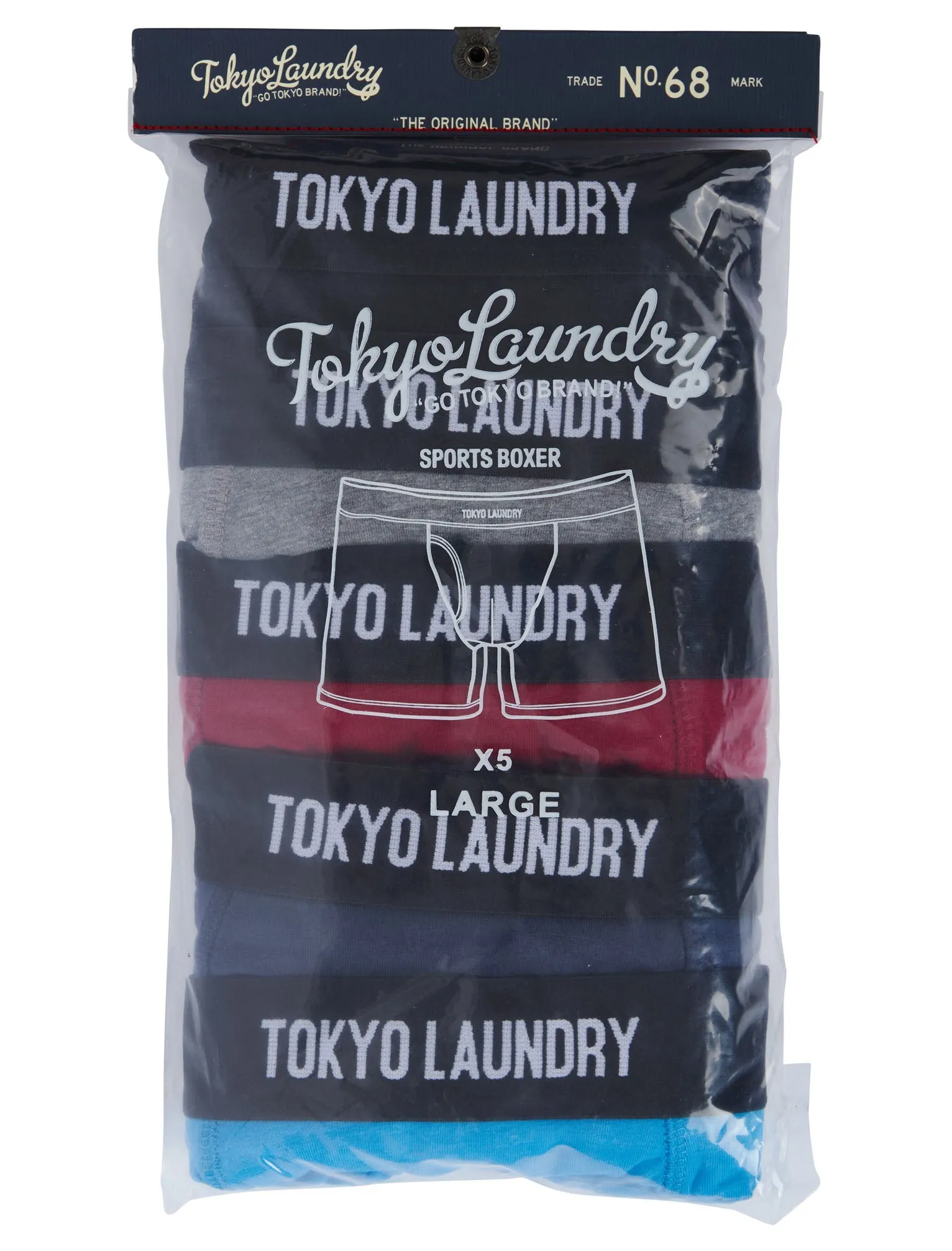 Koman (5 Pack) Cotton Sports Boxer Shorts Set in Multi-Colour - Tokyo Laundry