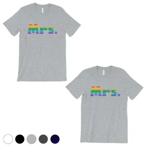 LGBT Mrs. Mrs. Rainbow Grey Matching Shirts