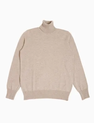 Light Beige Roll Neck Cashmere Jumper