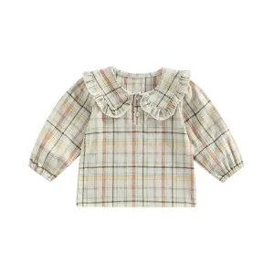 Long Sleeve Plaid Collar Toddler Top