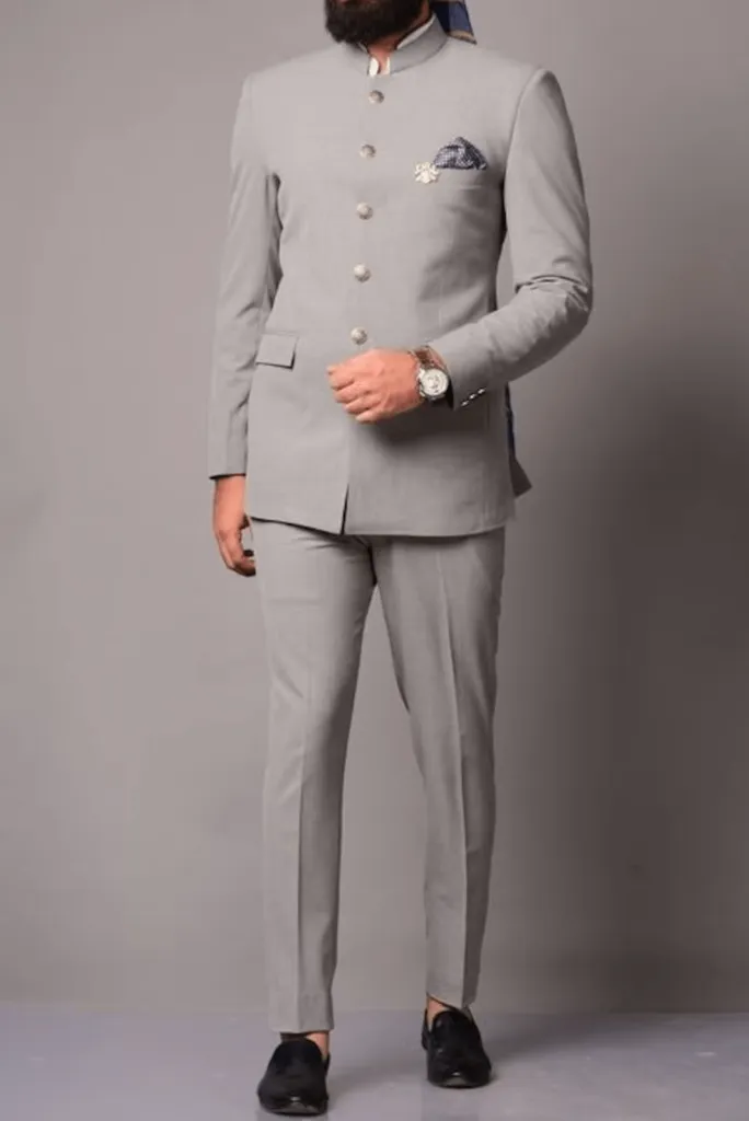 Maharaja Jodhpuri Grey Suit Indian Wedding Suit Formal Party Wear Suits Bandhgala Suit Bespoke