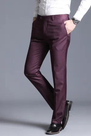 Men Pants Office Wine Red Casual straight suit pants men office trousers, men's formal pants men's dress party club dress pants collection