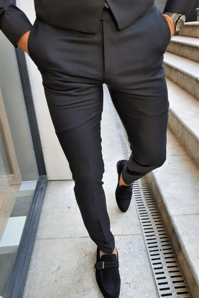 Men's Black Formal Pant For Classical Black Dress Pants Party Wear Trousers pleated Trousers Dinner Wear Trouser Groomsmen Gift