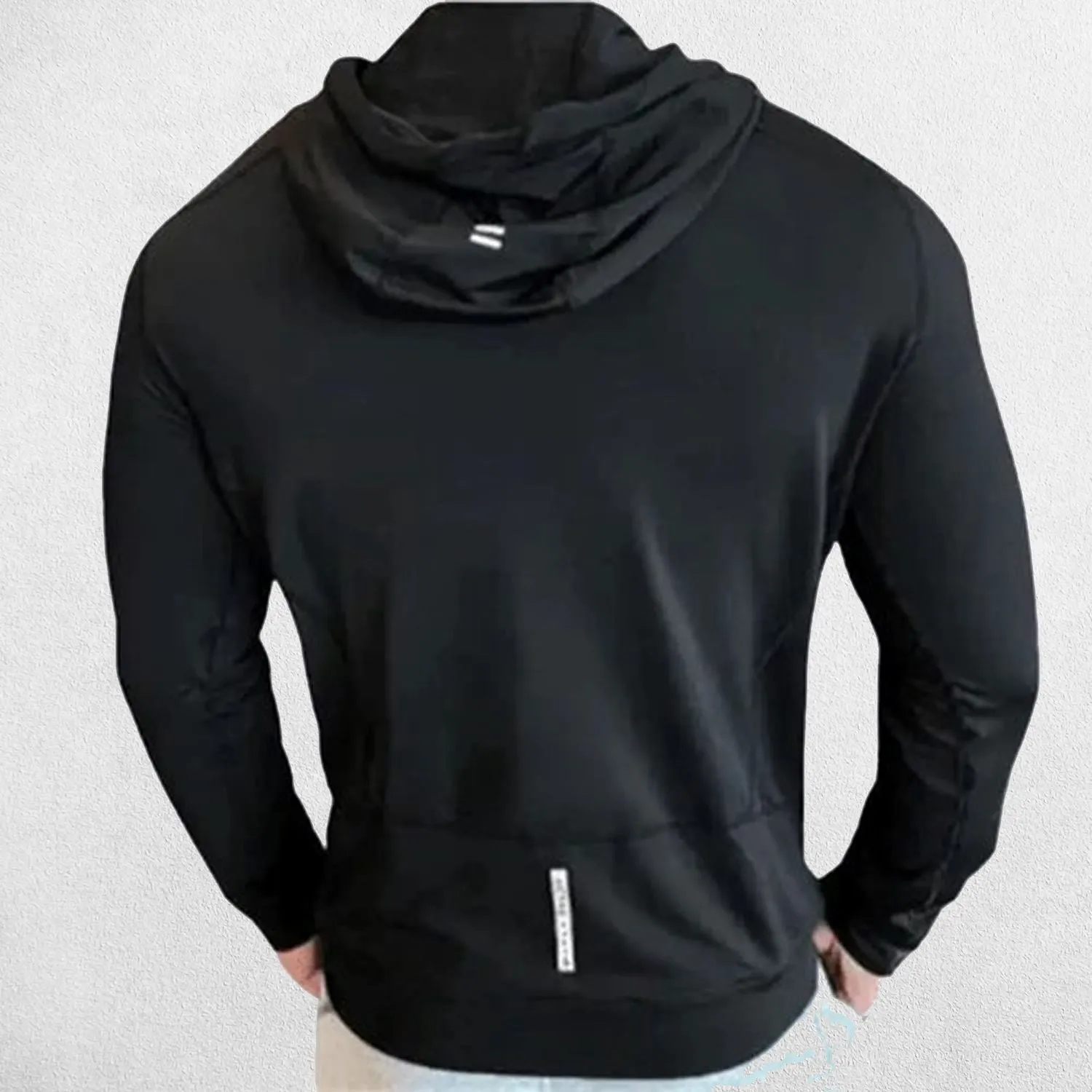 Men's Elastic Hooded Performance Hoodie Designed for Gym and Running