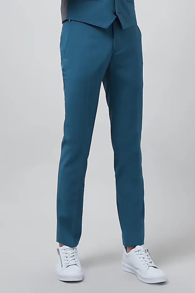 Mens Elegant Formal Pant Teal Blue Office Pant Wedding Event Formal Trouser Prom Groomsmen Wear Bespoke Tailoring