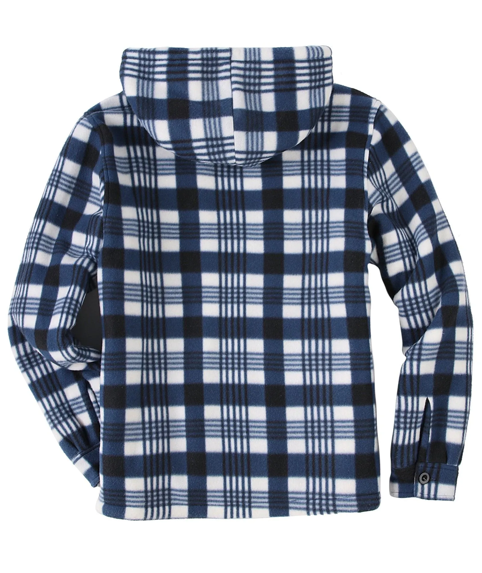 Men's Zip Up Sherpa Fleece Lined Plaid Hoodie-ZPK006044