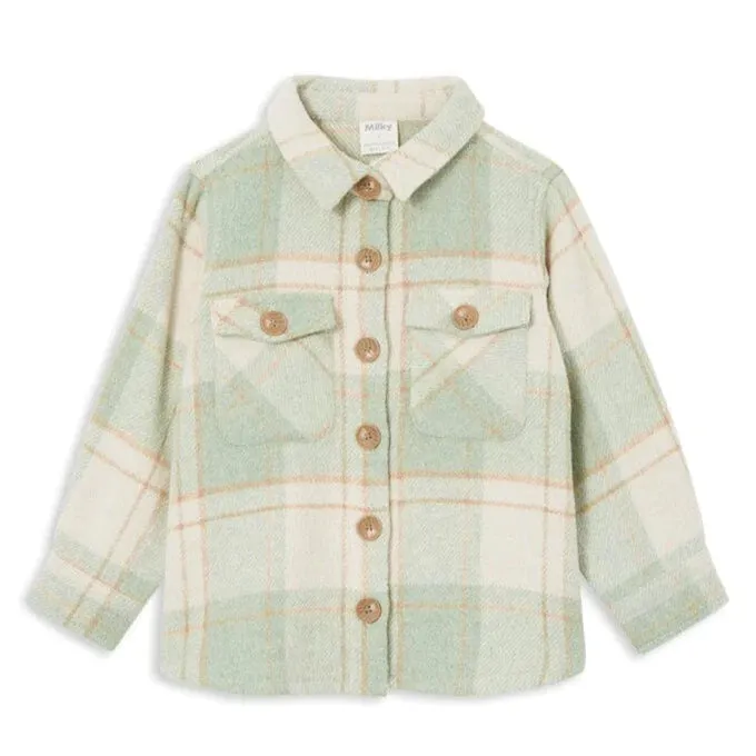 Milky Soft Green Check Overshirt