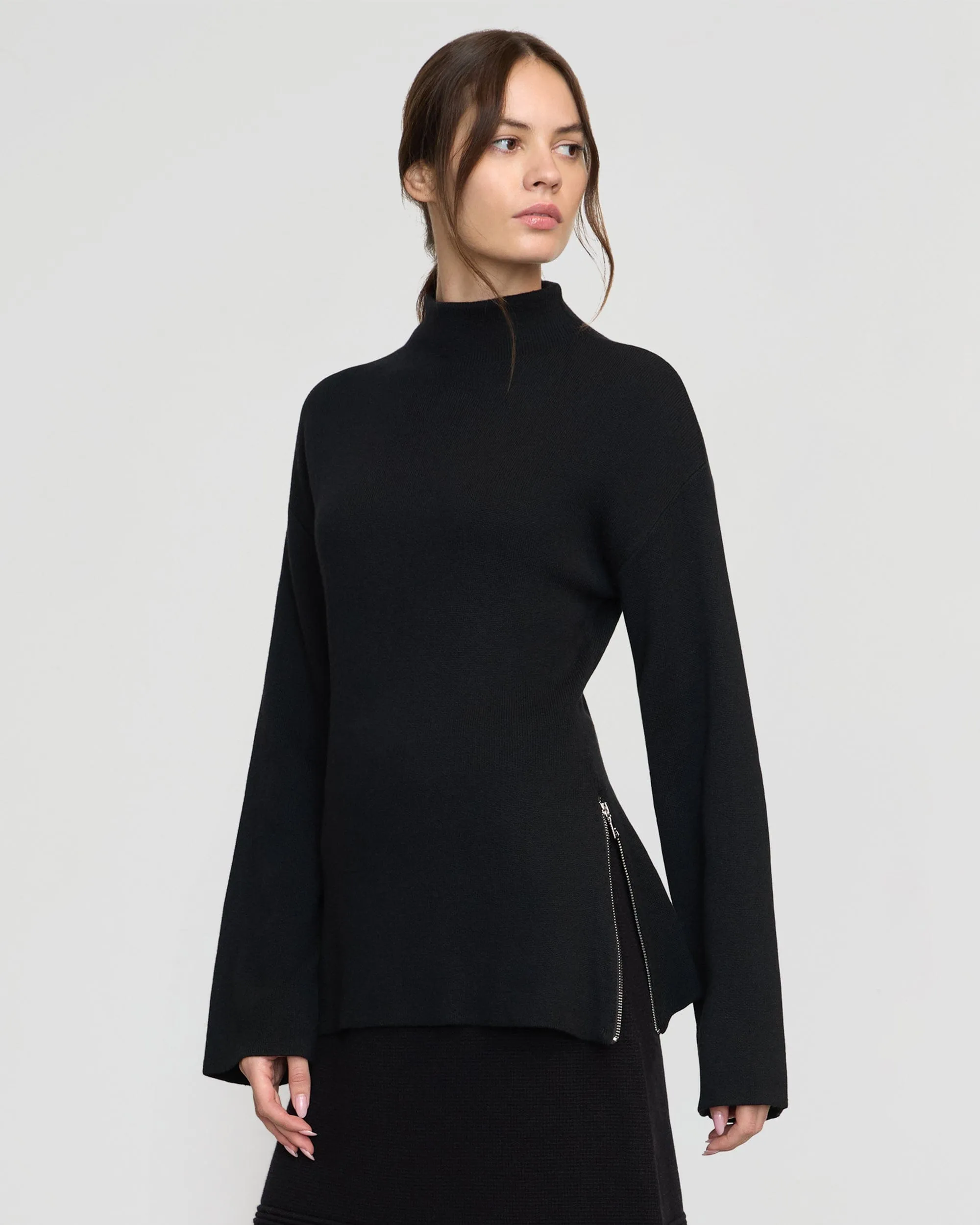 Minji Sculpted Side-Zip Sweater