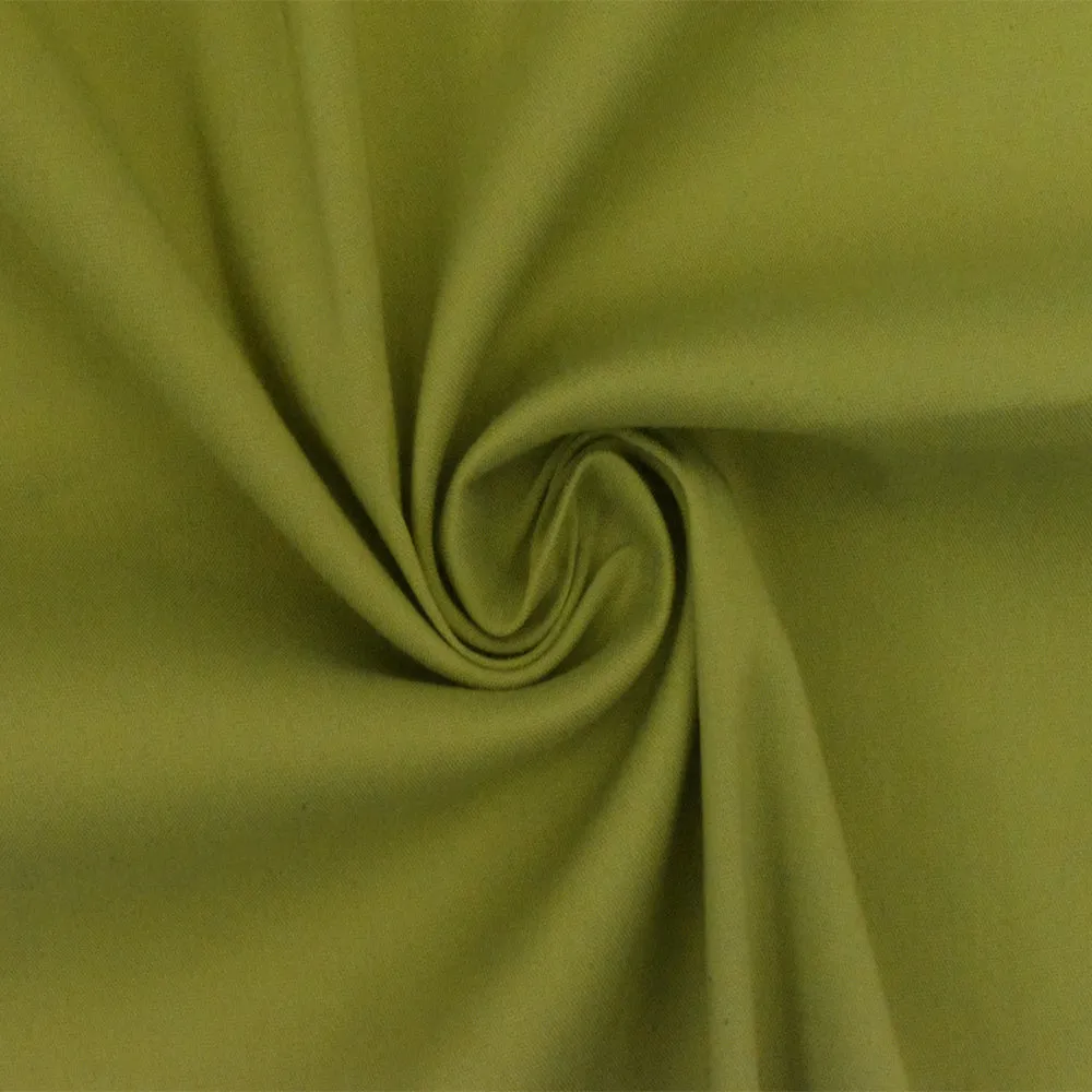 Olive Green Solid Stretch Cotton Blend Broadcloth Woven Fabric